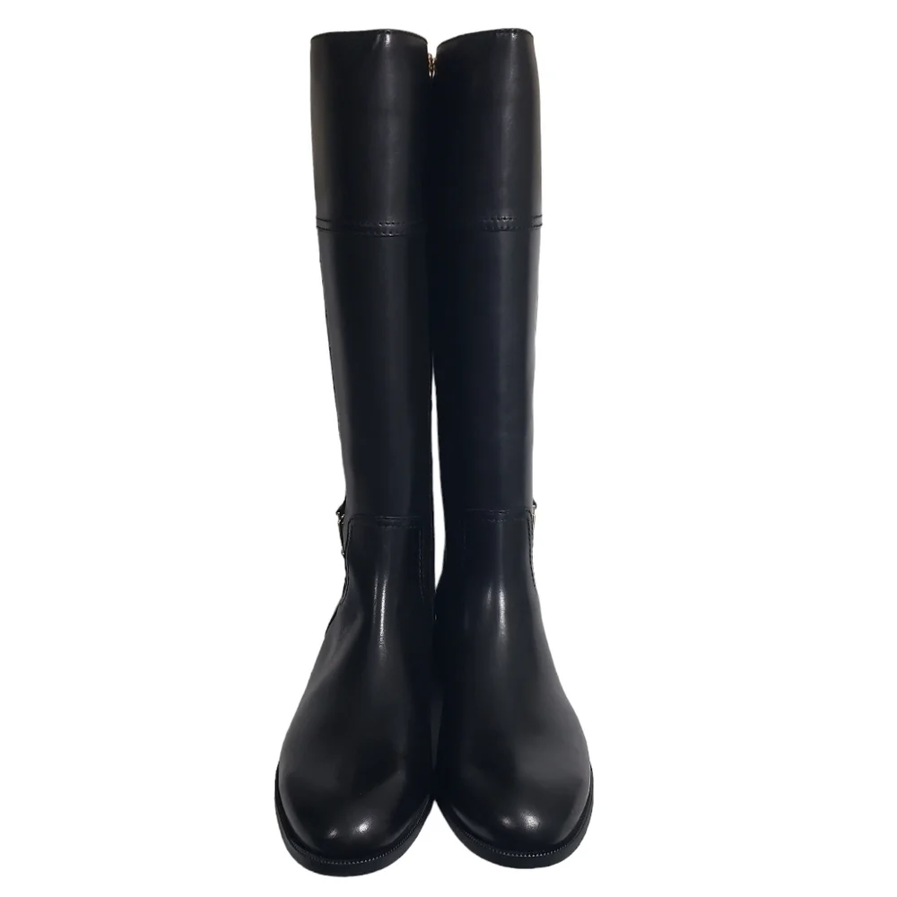 Lauren Ralph Lauren Berdie Black 100% Leather Riding Boots Sz 5.5B, 10B